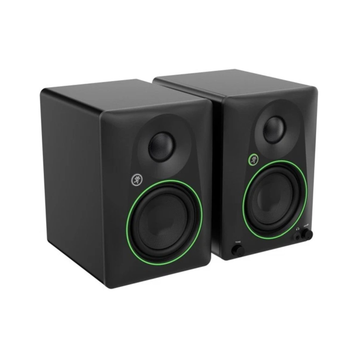 Mackie CR4.5BT coppia monitor da studio Bluetooth, vista angolata con dettaglio profondità cabinet