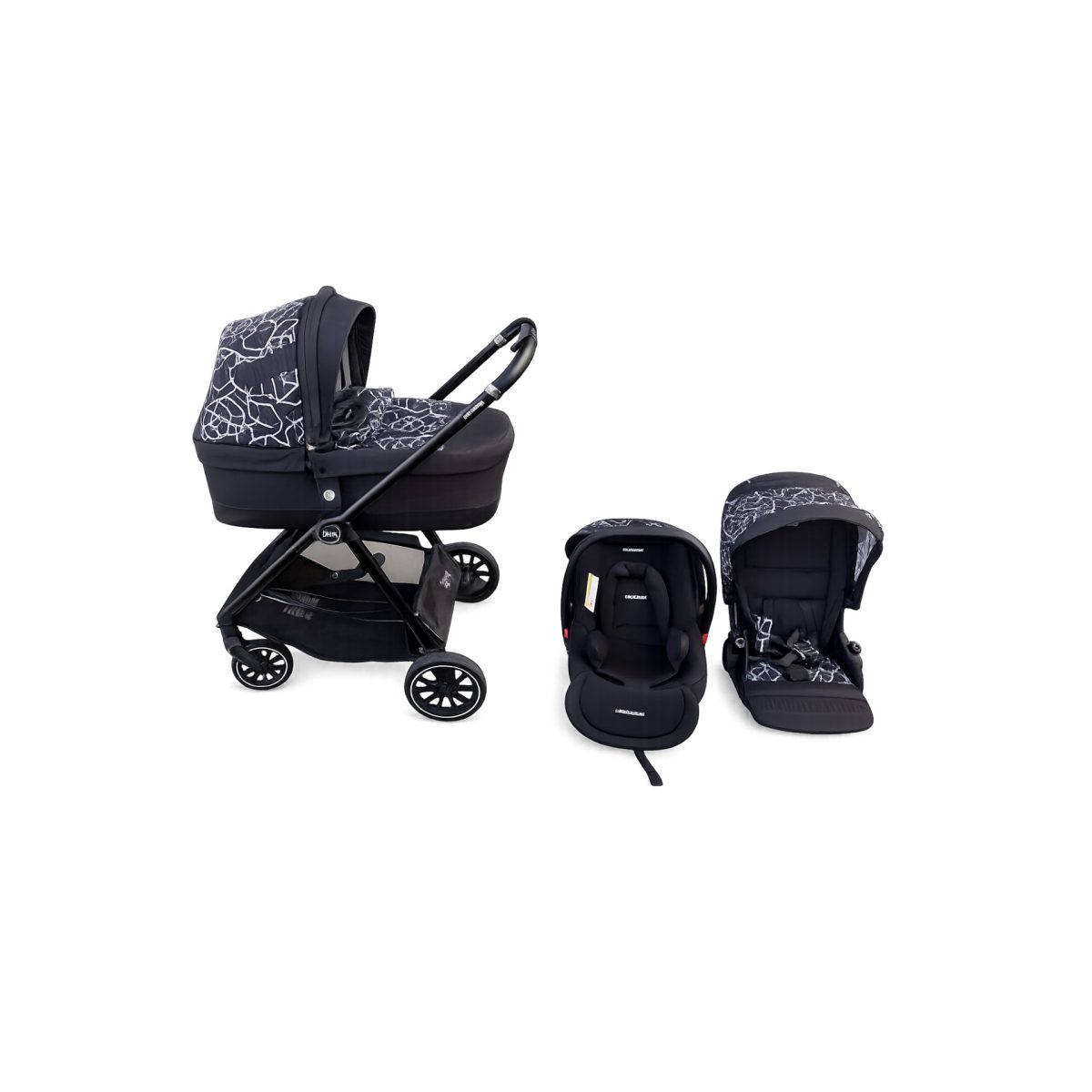 Foppapedretti Divo Trio con navicella montata sul telaio, seggiolino auto e seduta passeggino separati