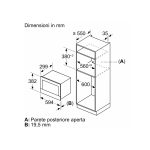 Bosch BEL7321B1 microonde incasso 21L, schema tecnico dimensioni per colonna con mensole 380 mm