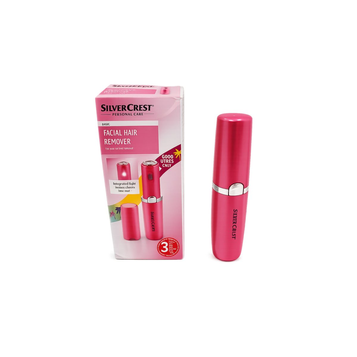 Depilatore viso Silvercrest SGH 1.5 rosa con confezione originale, luce LED integrata per depilazione precisa