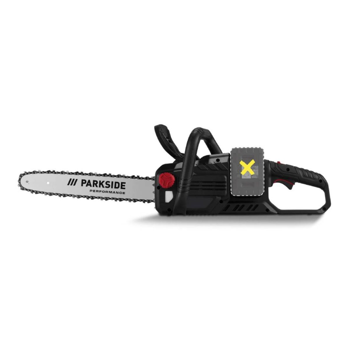 Motosega Parkside PPKSA 40 vista laterale con barra Performance e impugnatura