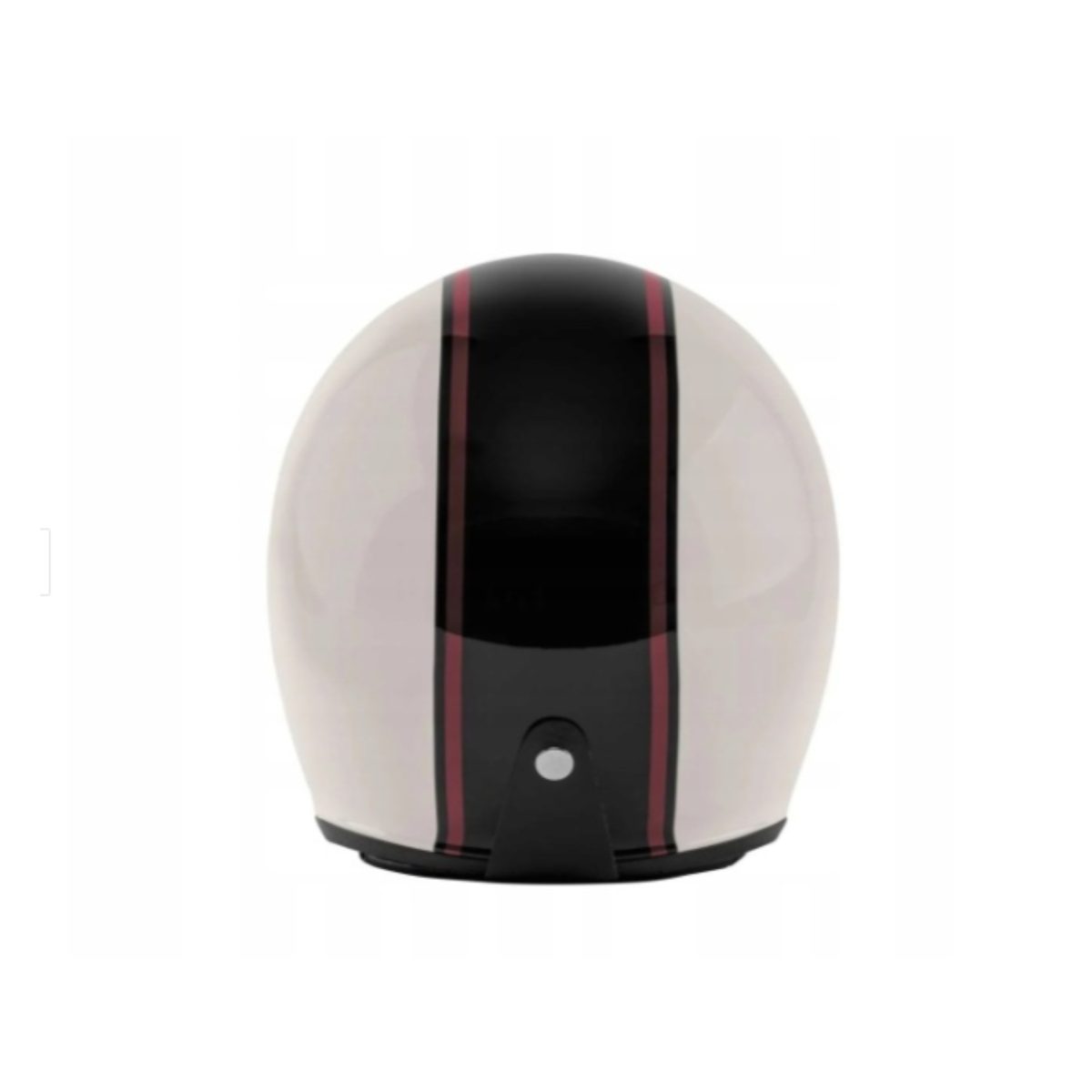 Casco Jet Ultimate Speed bianco nero, vista posteriore con calotta e riga rossa centrale