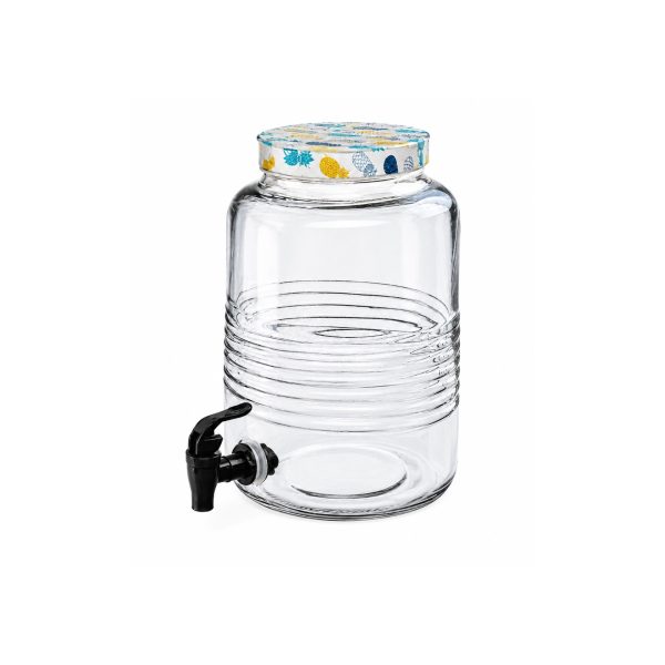 Ernesto dispenser per bevande in vetro 5,3 L con rubinetto nero e tappo a clip decorato ananas