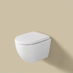 Asse WC Livarno bianco Duroplast montato su vaso sospeso, chiusura automatica ammortizzata