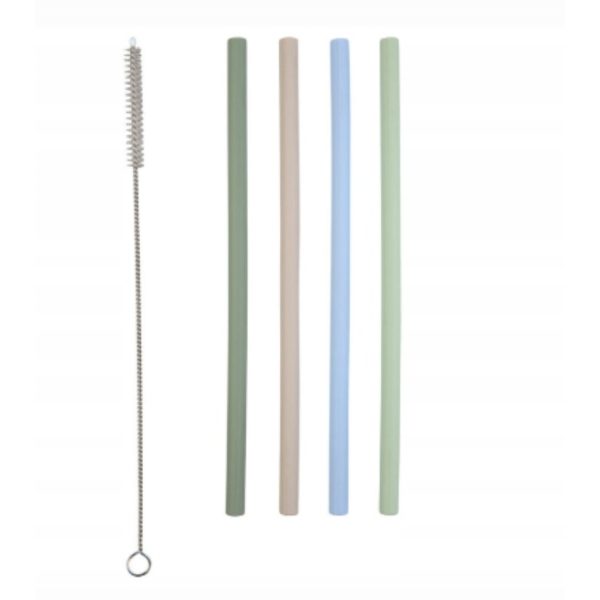 Cannucce Livarno Home in silicone riutilizzabili, 4 pezzi colorati con spazzolino per la pulizia incluso