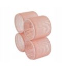 Set 4 bigodini grandi Cien rosa per capelli, vista d'insieme dei rulli in velcro autoadesivi