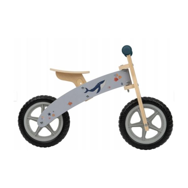 Playtive Bicicletta bici Legno Bambini Balance Bike, vista laterale con decorazioni balena e stelle marine