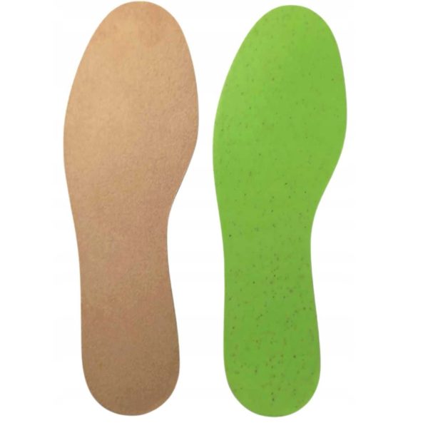Solette Yourstep Memory Comfort taglia 36/37 in microfibra, vista lato superiore beige e lato inferiore verde ammortizzante