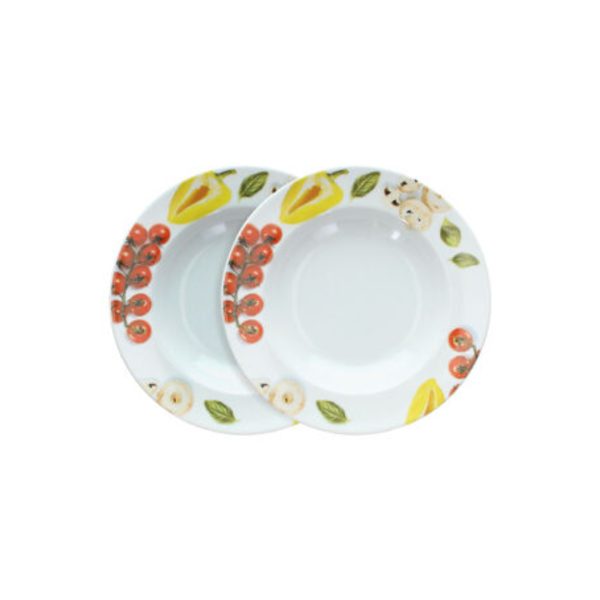 Tognana set 2 piatti grandi in porcellana decorati con pomodorini e peperoni, confezione danneggiata