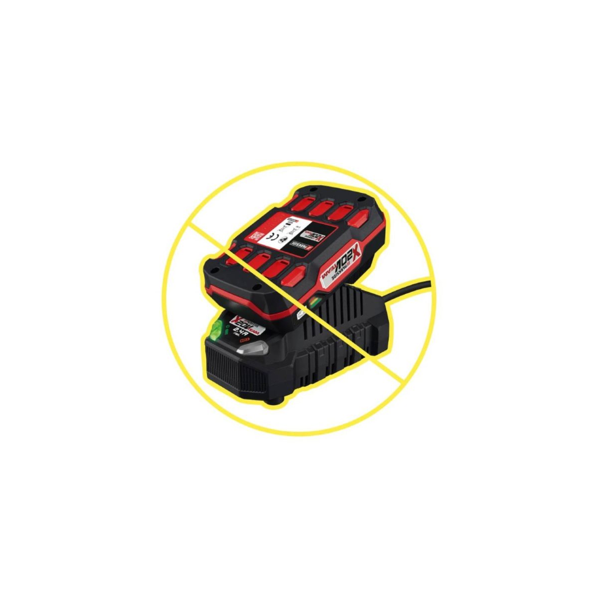 Batteria e caricabatteria Parkside X20V Team esclusi dalla vendita del seghetto PASA 20-Li