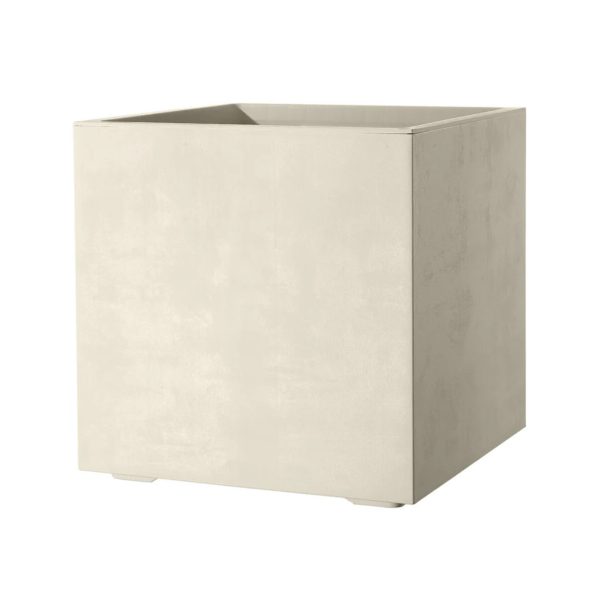 Vaso Deroma Millennium Cubo Perla 25x25cm con riserva d'acqua, vista frontale, confezione danneggiata