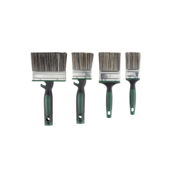 Parkside set 4 pennelli per grandi superfici con manico ergonomico verde e gancio integrato