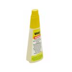 Colla universale UHU con tappo anti essiccazione, vista frontale dell'etichetta multilingua