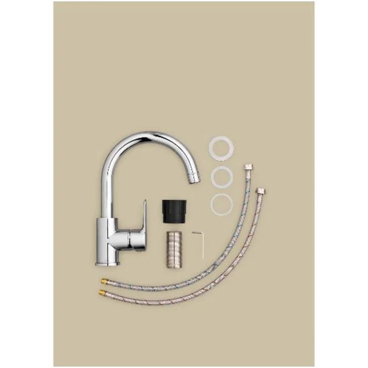 Miscelatore cucina Livarno Home canna alta 26cm con accessori inclusi: flessibili, guarnizioni e chiave