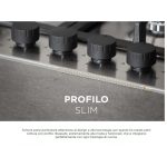 Dettaglio profilo slim ribassato 7mm del piano cottura Schock STR85THIXN con manopole in primo piano