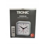 Sveglia analogica Tronic grigia in confezione originale, scatola danneggiata visibile