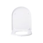Asse WC Livarno bianco Duroplast 45x37 cm vista dall'alto con cerniere aperte e sistema di fissaggio