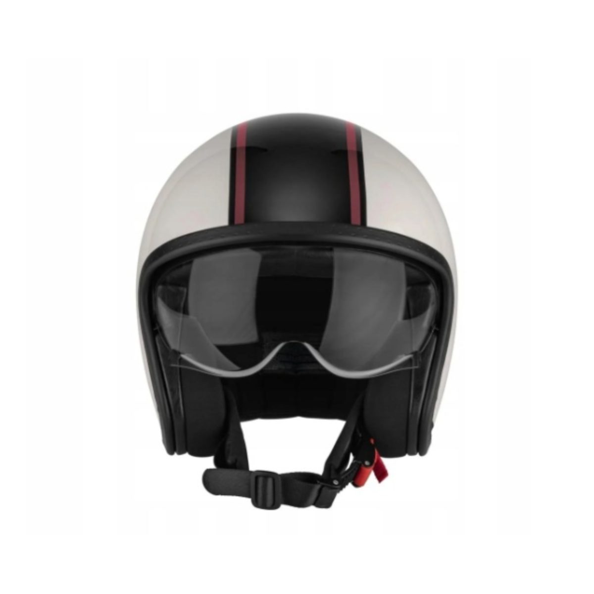Casco Jet Ultimate Speed ECE-R 22.06 bianco nero, vista frontale con visiera trasparente abbassata
