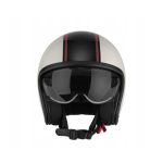 Casco Jet Ultimate Speed ECE-R 22.06 bianco nero, vista frontale con visiera trasparente abbassata