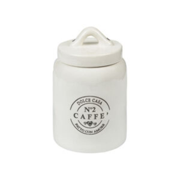 Tognana contenitore ceramica per caffè bianco con coperchio, scritta Dolce Casa N°2, confezione danneggiata