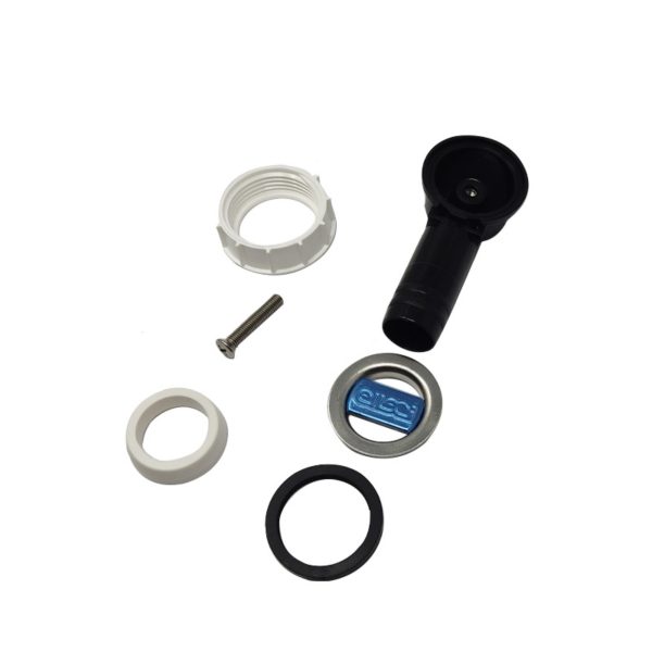Kit troppopieno tondo Elleci KTTMELL con tutti i componenti: griglia inox, ghiera, guarnizioni e vite