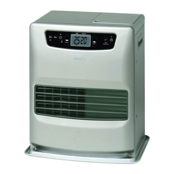 Stufa a paraffina Zibro LC-32 Silver vista frontale con display digitale e griglia di ventilazione