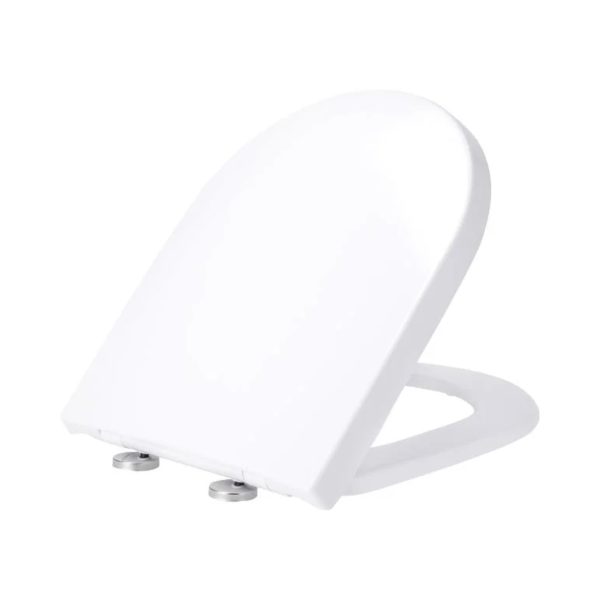 Asse WC Livarno bianco Duroplast 45x37 cm con cerniere a chiusura automatica in vista laterale