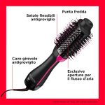 Revlon One-Step spazzola asciugacapelli, dettaglio setole antigroviglio, punta fredda e cavo girevole