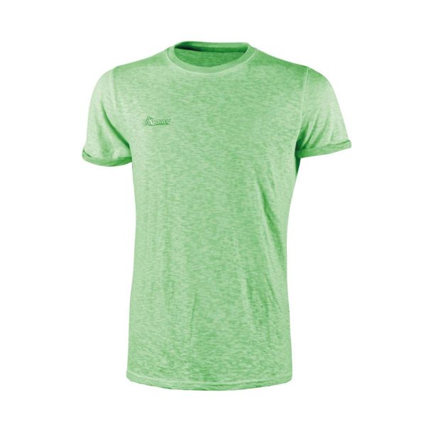 T-shirt U-Power Enjoy Fluo Slim Fit verde XL vista frontale in 100% cotone con logo ricamato