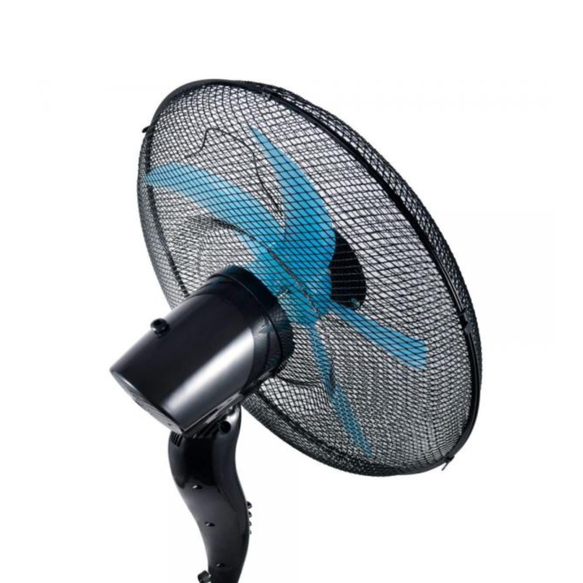 Ventilatore a piantana Ardes Easy AR5EA50PB, dettaglio griglia e motore con pale blu visibili di lato