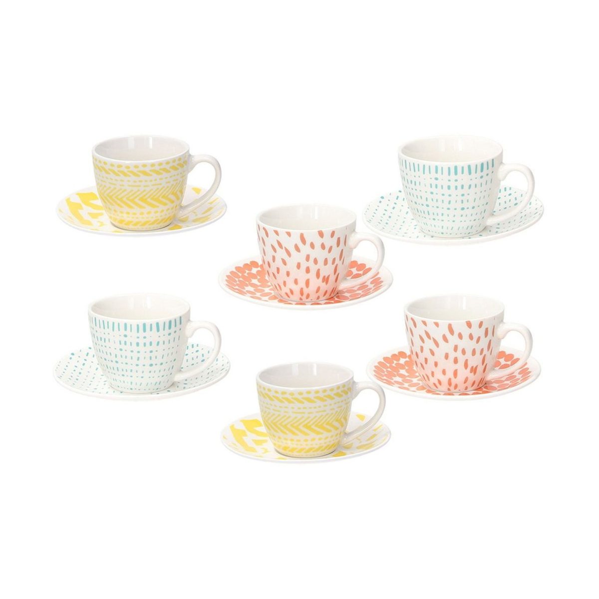 Tognana Set 6 Tazze Caffè Iris - Confezione Danneggiata Tognana set 6 tazze caffè con piattini New Bone China linea Iris, fantasie colorate giallo azzurro corallo, confezione danneggiata