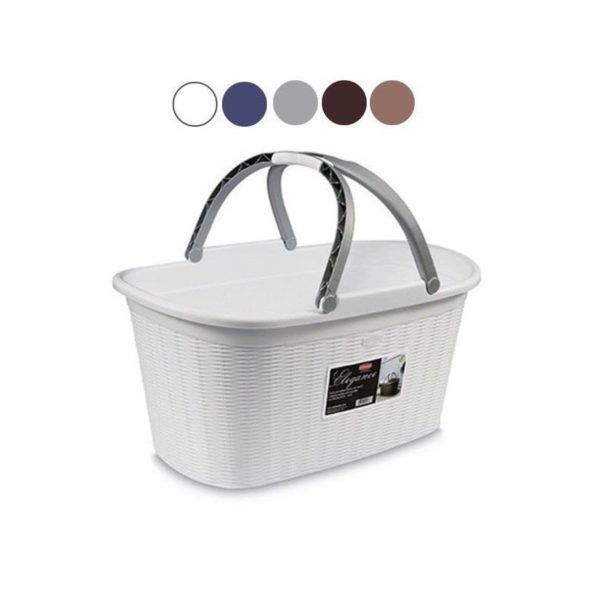 Cesta Elegance Stefanplast 35L bianca intrecciata con manici e campionario colori disponibili