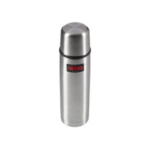 Thermos bottiglia isolante in acciaio inossidabile, vista frontale, confezione danneggiata