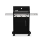 Barbecue a gas Weber Spirit E-315 GBS nero, vista frontale con 3 bruciatori e mobiletto in ghisa