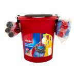 Vileda SuperMocio Torsion Power Set 10L, secchio rosso con strizzatore e ricambi mocio in confezione originale
