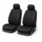 Coprisedili auto Ultimate Speed, dettaglio dei due sedili anteriori neri con poggiatesta e cinture