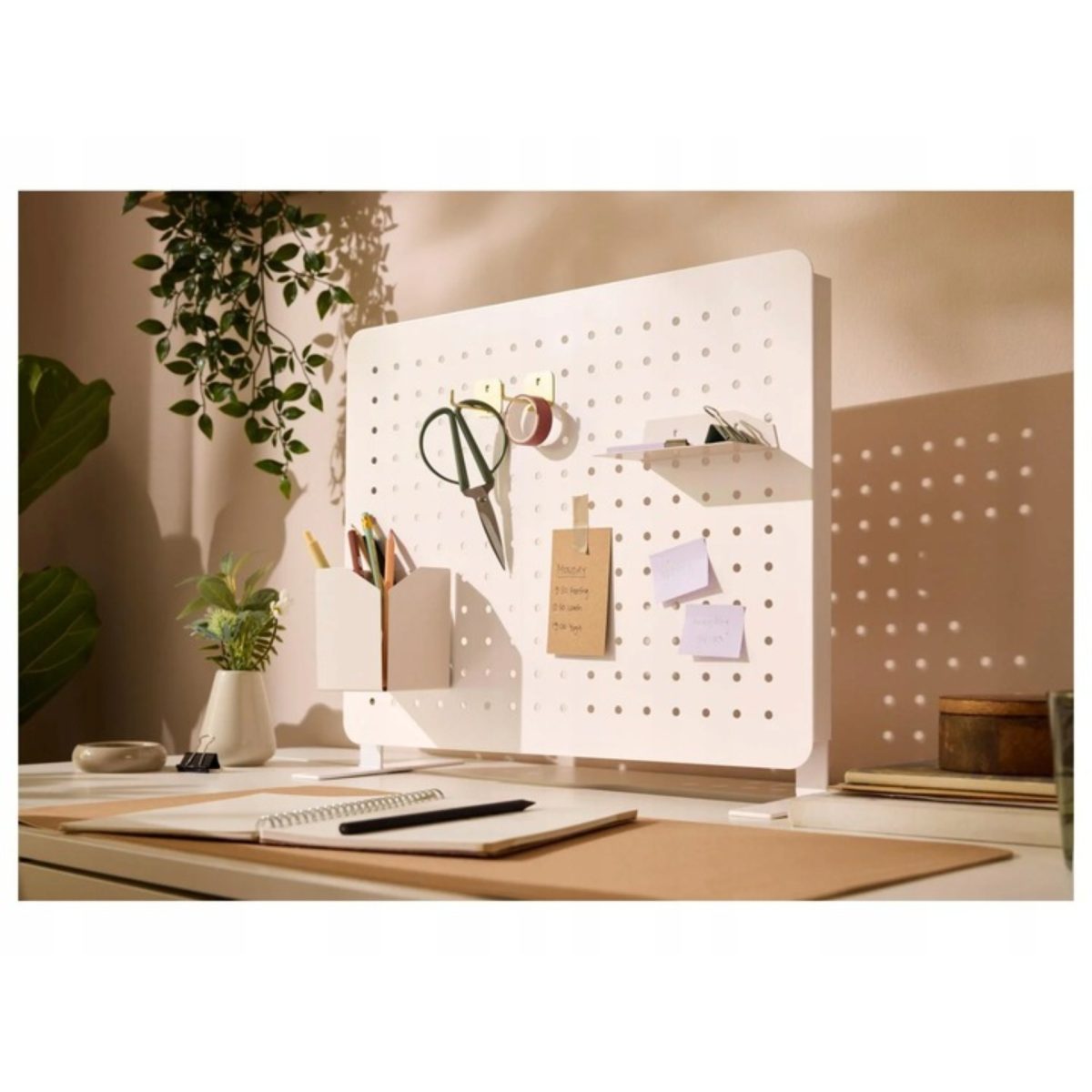 Crelando Organizer da Scrivania Tablica Pannello per Appunti Bianco con Ganci - immagine 5