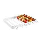 Set spiedini Grillmeister 7 pezzi in acciaio inox con supporto pieghevole e verdure grigliate infilzate