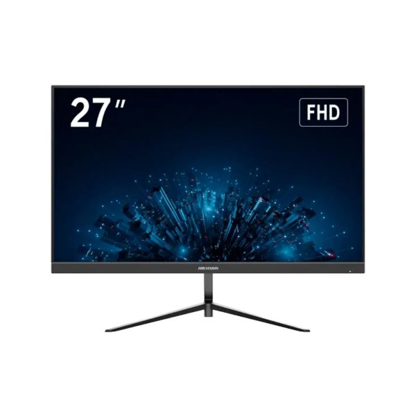 Monitor Hikvision DS-D5027F3 27 pollici FHD IPS 100Hz, vista frontale con base a treppiede