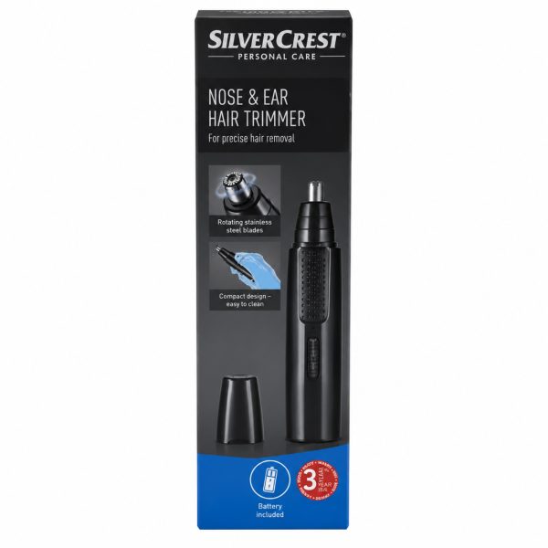 Confezione originale Silvercrest Trimmer Naso e Orecchie con lame in acciaio inox e batteria inclusa