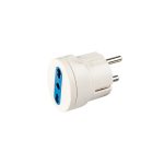 Adattatore Poly Pool PP0451 16A vista laterale con spina franco/tedesco e presa bivalente blu