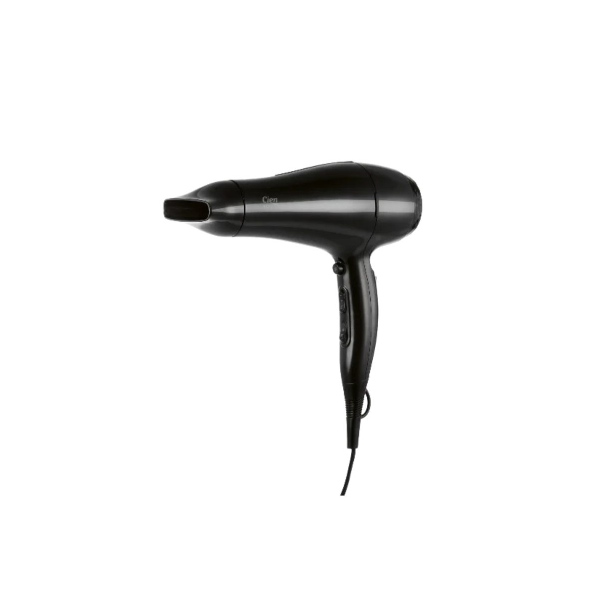 Asciugacapelli CIEN Beauty professionale 2200W nero, vista laterale con pulsanti di controllo