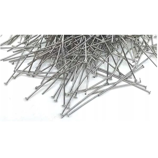 Spilli da sarta testina piatta 30mm in acciaio, dettaglio del mucchio di 125 pezzi per sartoria professionale