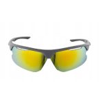 Crivit Occhiali Sportivi UV400 vista frontale con lenti specchiate gialle e montatura grigia