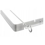 Dettaglio del supporto in acciaio inox del set spiedini Grillmeister con logo inciso e anello di aggancio