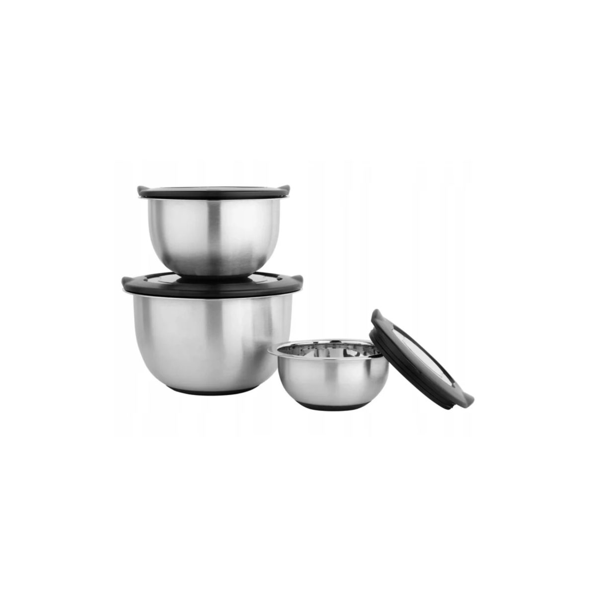bGYbT5CIlYz4q81TU95TYytgPgo9NUW6VaFtKG44.jpg Livarno Home Set 3 Ciotole Acciaio Inox con Coperchi Salva Freschezza Argento - immagine 1