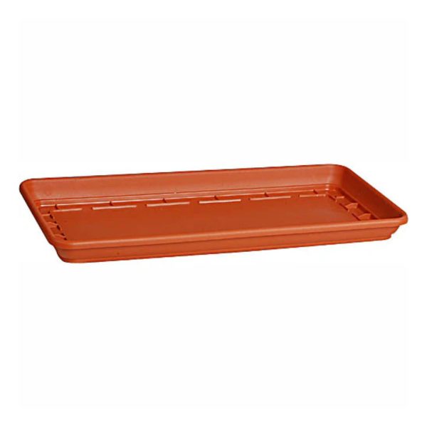 Sottovaso Mediterraneo 50 cm Stefan Plast color terracotta per fioriera da balcone, vista frontale