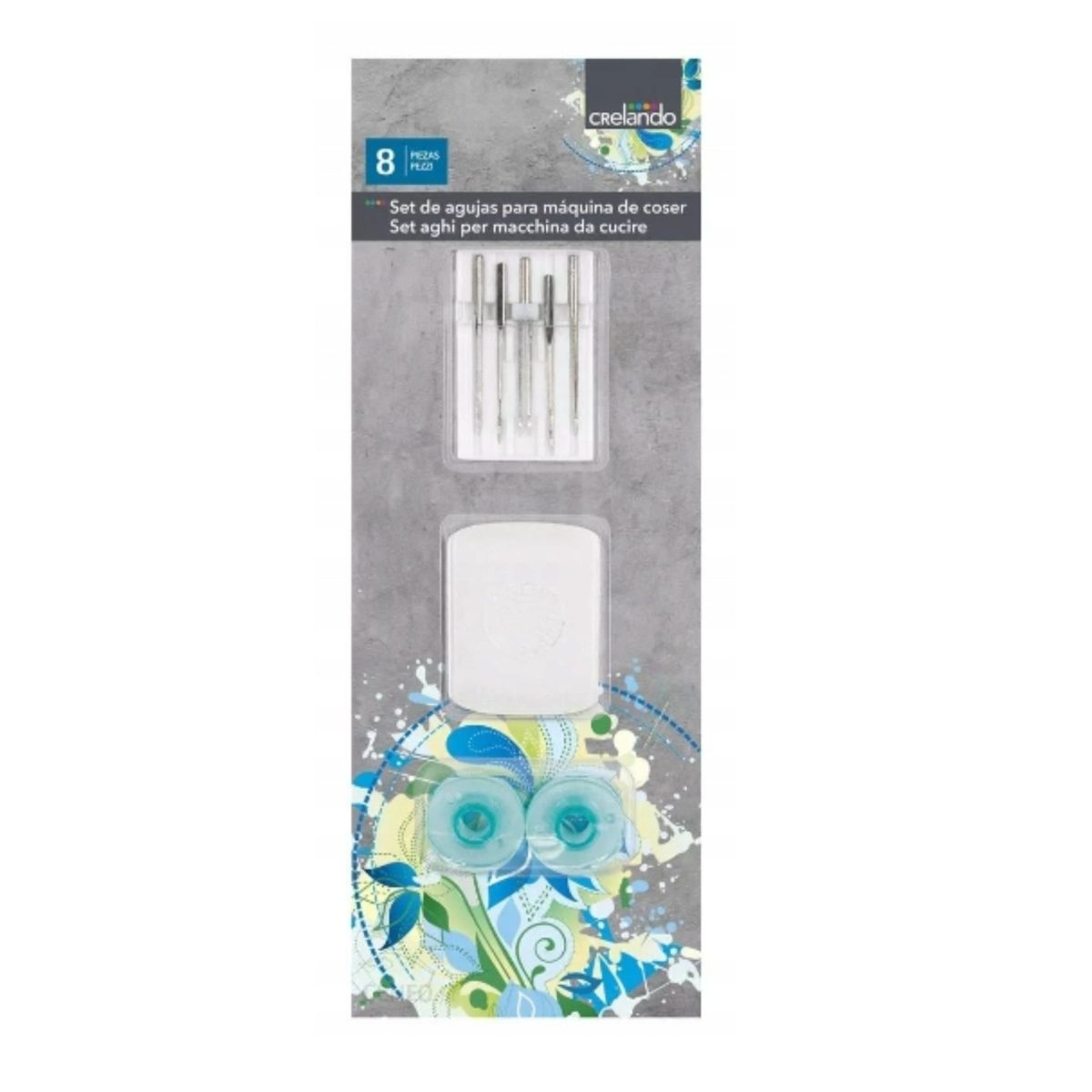 dNtzl5ikmWysWIhSbTI80P61RwD0giviGjEGx7EC.jpg Crelando Set Accessori Cucito 8 Pezzi Aghi Assortiti Spoline e Gesso da Sarto - immagine 1