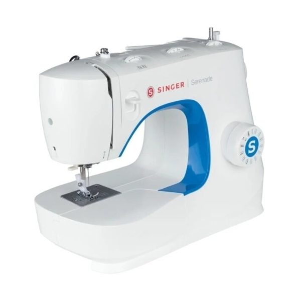 Macchina da cucire Singer Serenade M320L ricondizionata, vista frontale con logo e manopole