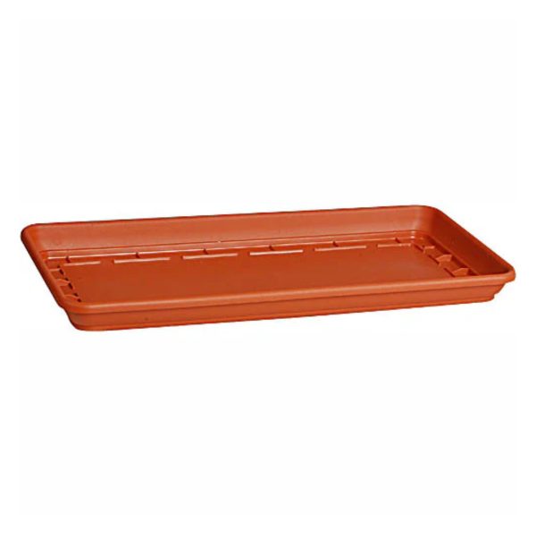 Sottovaso Mediterraneo Stefanplast 60 cm color terracotta, vista frontale sottobalconetta resistente UV e gelo
